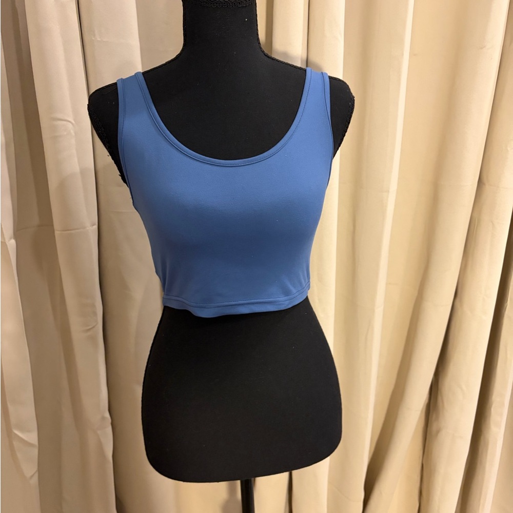 Blue Sleeveless Crop Top